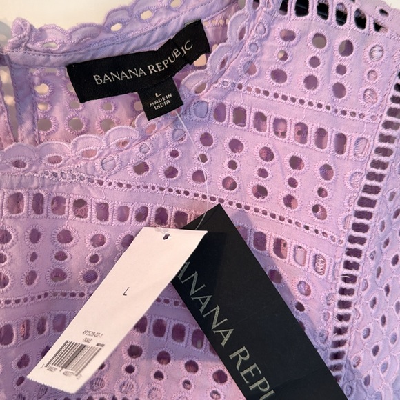 Banana Republic lilac eyelet tie waist blouse - Picture 2 of 5